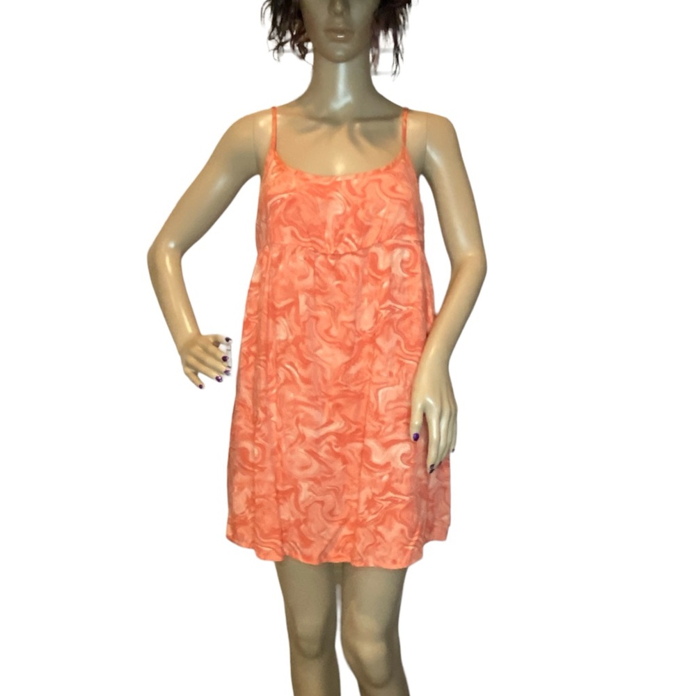 Wild Fable Sleeveless Woven Flowy Babydoll Dress Orange Wave Print Size XXS NWT